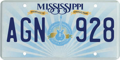 MS license plate AGN928