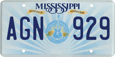 MS license plate AGN929