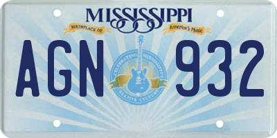 MS license plate AGN932