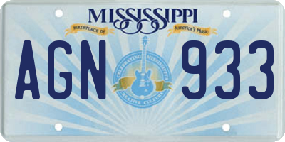 MS license plate AGN933