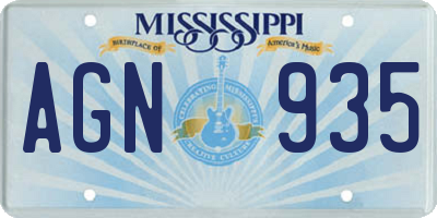 MS license plate AGN935