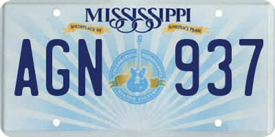 MS license plate AGN937