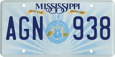 MS license plate AGN938