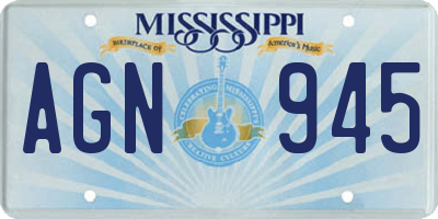 MS license plate AGN945