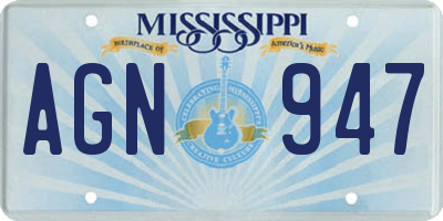 MS license plate AGN947