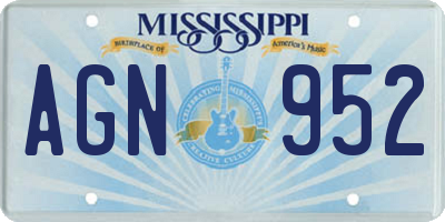 MS license plate AGN952