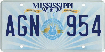 MS license plate AGN954