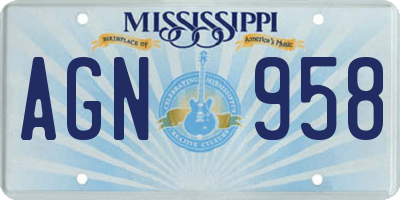 MS license plate AGN958