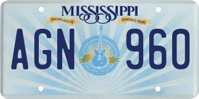 MS license plate AGN960