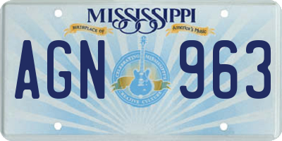 MS license plate AGN963
