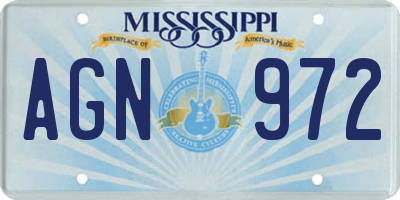 MS license plate AGN972