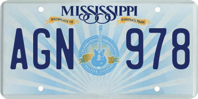 MS license plate AGN978