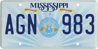 MS license plate AGN983