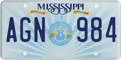 MS license plate AGN984
