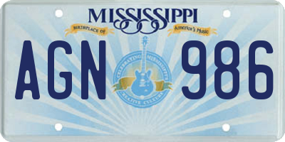 MS license plate AGN986