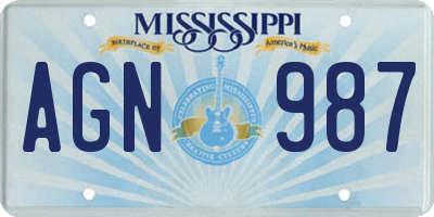 MS license plate AGN987