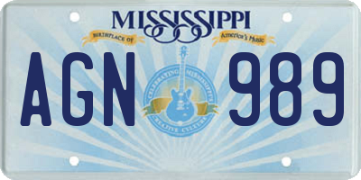 MS license plate AGN989