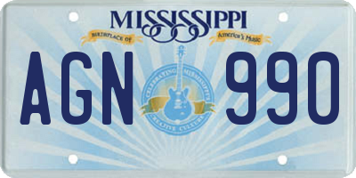 MS license plate AGN990