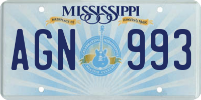 MS license plate AGN993