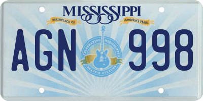 MS license plate AGN998
