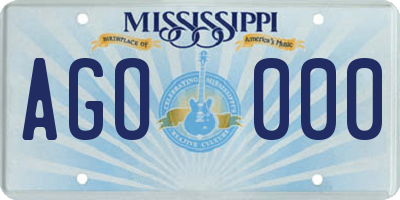 MS license plate AGO000