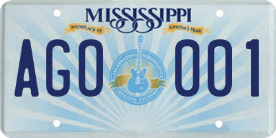 MS license plate AGO001