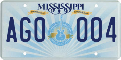 MS license plate AGO004
