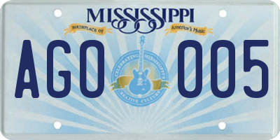 MS license plate AGO005