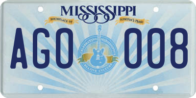 MS license plate AGO008