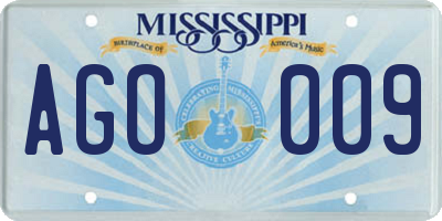 MS license plate AGO009
