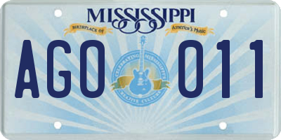 MS license plate AGO011
