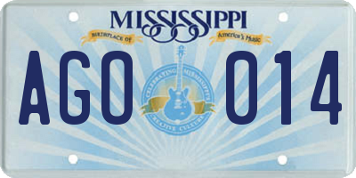 MS license plate AGO014