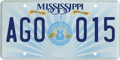 MS license plate AGO015