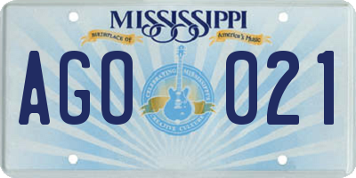 MS license plate AGO021