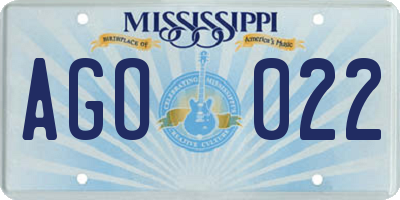 MS license plate AGO022