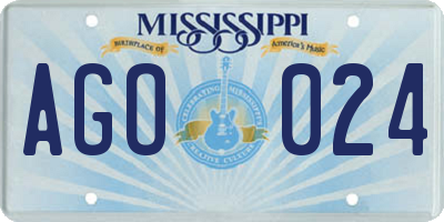 MS license plate AGO024
