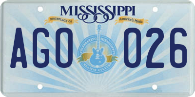 MS license plate AGO026