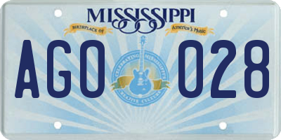 MS license plate AGO028