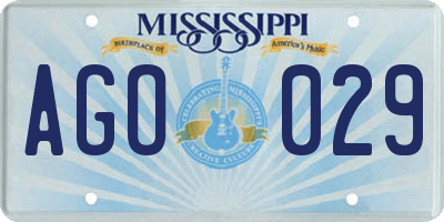MS license plate AGO029