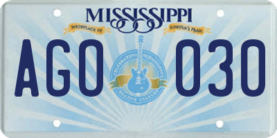 MS license plate AGO030