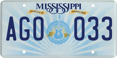 MS license plate AGO033