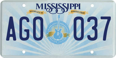 MS license plate AGO037