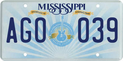 MS license plate AGO039