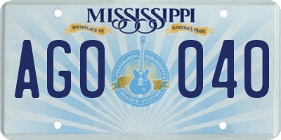 MS license plate AGO040