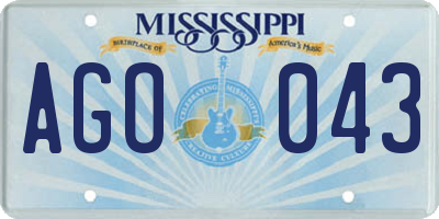 MS license plate AGO043