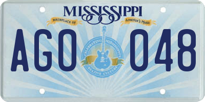 MS license plate AGO048