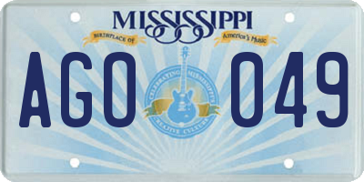 MS license plate AGO049