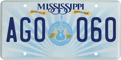 MS license plate AGO060