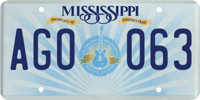 MS license plate AGO063