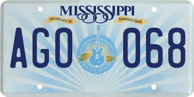 MS license plate AGO068